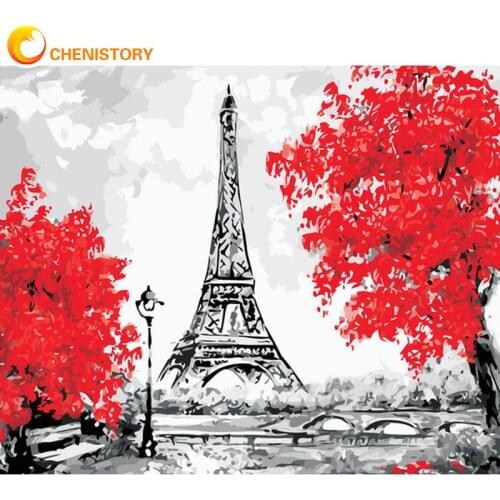 CHENISTORY Framed Towel Tree Oil Painting By Numbers Kits For Adults Home Living Room Decoration Artcraft Drawing Color Canvas