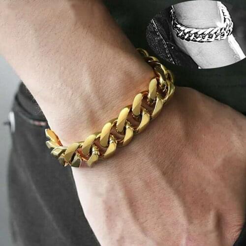 CXQNEWA Silver Plated Stainless Steel Men Thick Bracelet Male Women Cuban Link Hand Chain Accessory Couples Gift Dropshipping