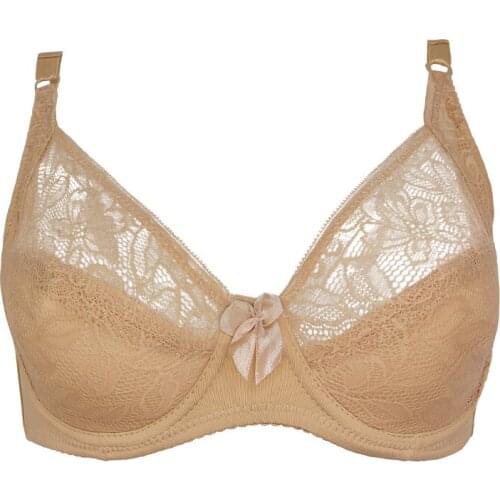 Women Floral Unlined Lace Bra Transparent Perspective Brassiere Sexy Lingerie Underwire Support Bralette Underwear A B C D DD E