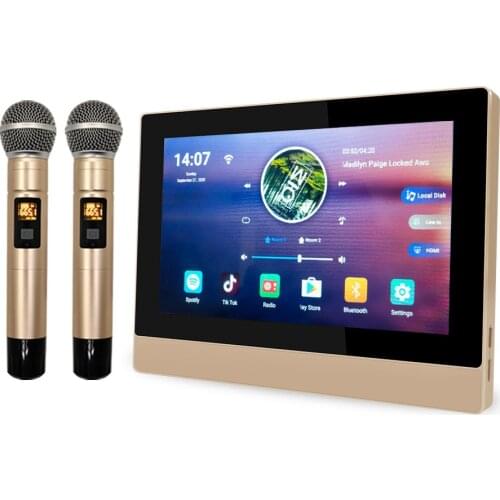 Home Karaoke System Android 8.1 Amplifier Screen Player With 2 Wireless Microphone