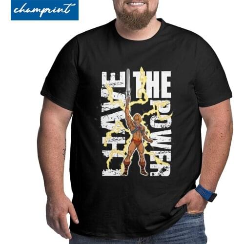 Mens T-Shirts He-Man Powerful Guy Big Tall Tees He-Man and the Masters of the Universe T Shirts Big Size 4XL 5XL 6XL Tops