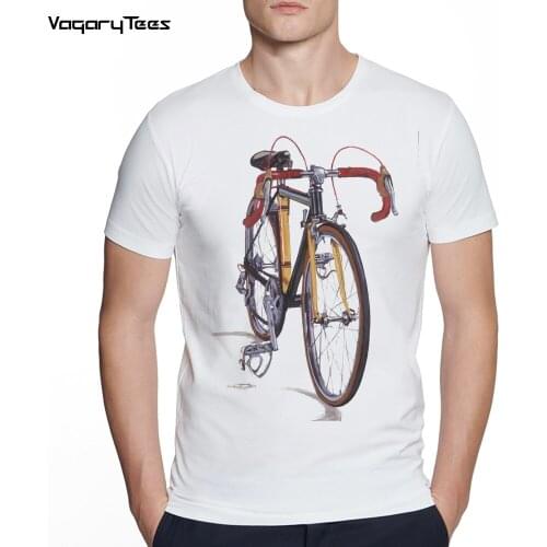 Bike Art T-Shirt Classic Fixed Gear Bicycle Shirt Summer Fixie Cycling Print Mens Short Sleeve Boy Casual Tops White Tees