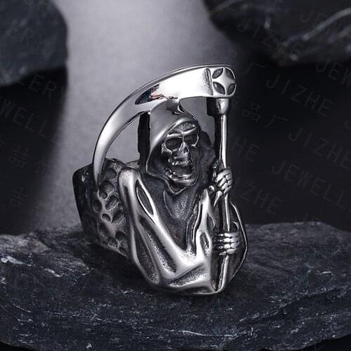 Punk Mens Boys Steel Biker Rings Skull Jewelry Gift For Him Gothic Mens Skull Ring