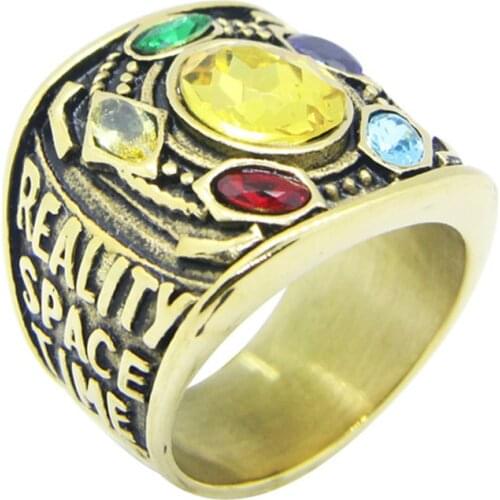 Support Dropship Size 7-13 Reality Space Time Colorful Stone Ring 316L Stainless Steel Fashion Jewelry Soul Ring