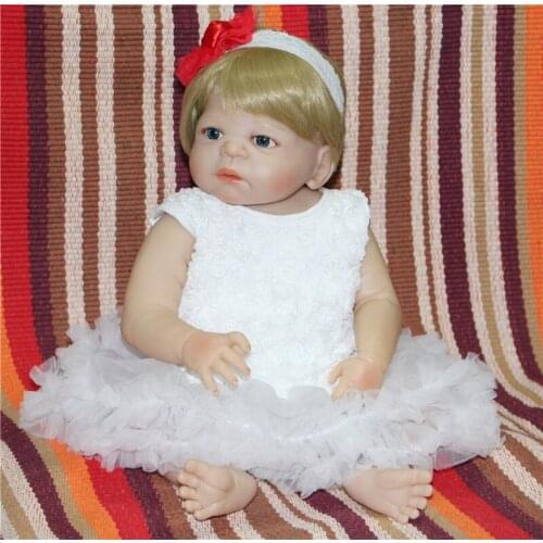 55cm New Full Body Silicone Reborn Baby Doll Toys Newborn Girl Baby Doll Christmas Gift Birthday Gift Bathe Toy bebe Brinquedos