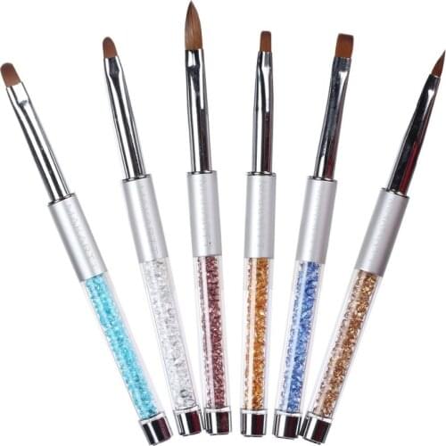 MAKARTT 30 Sets/ Lot Luxury 6PCS/Set Sable Acrylic Gel Brush Pen Set Nail Art Brush Rhinestones Handle with Roll Up Bag G0166XX