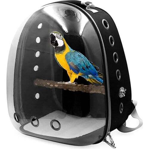Pet Parrot Backpack Small Carrying Cage Outdoor Travel Comfortable Breathable Extensible Carrier Backbag Space Capsule