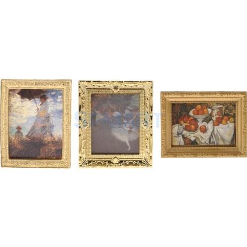 1:12 Scale Dollhouse Miniature Vintage Mural Wall Painting Decorative Ornaments for 12th Dolls House Decoration Accessories