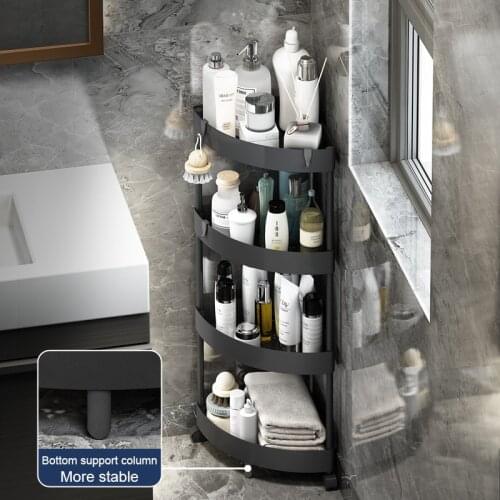 JIABAILI Multi-layer Plastic Bathroom Storage Rack Trolley Rack Bathroom Accessories Corner Storage Rack with Free Hook Multipur