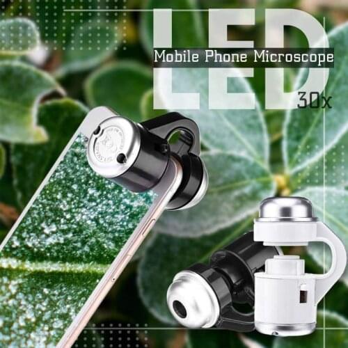 Mobile Phone Digital Microscope Camera with LED Light Phone Universal Mobile Magnifying Glass Macro Lens Zoom Camera Clip