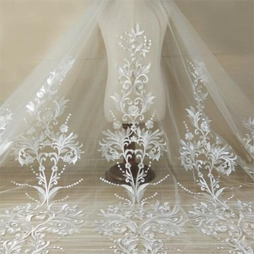 Zsbszc High quality mesh fabric New court style noble wedding dress lace embroidered mesh fabric gown dress MF27