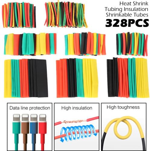 328PCS Heat Shrink Tube Kit Insulation Sleeving Tubes Assortment Electronic Polyolefin Wire Cable Sleeve Kit Heat Shrink Tubes