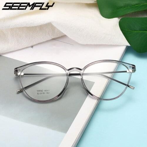 Seemfly Retro Cat Eye Finished Myopia Glassses Women Clear Lens Nearsighted Glasses Prescription Eyeglasses Unisex 0 To -6.0 New
