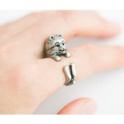 Wholesale Unique Retro Pomeranian Dog Adjustable Ring High Quality Design Mens Dog Promise Rings Women Gift Overwatch Aros