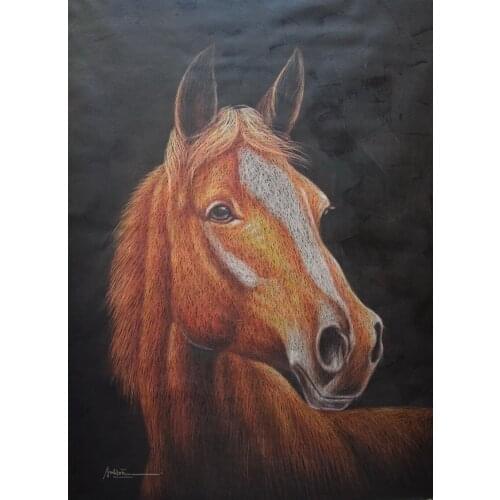 Origina HandPainted Animal Oil Painting on Canvas Palette Knife Net Shape Horse Canvas Painting Wall Art Picture for Home Decor