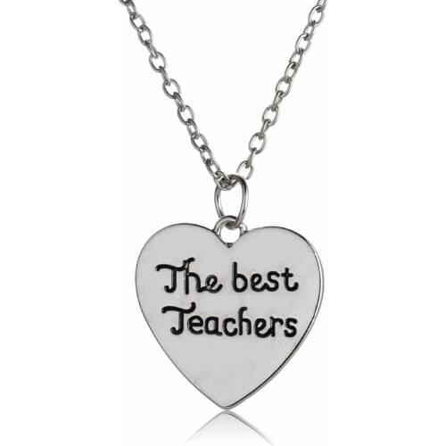 Thanksgiving The Best Teachers Love Heart Pendant Necklace Charm Chain Jewelry Teachers Day School Xmas Gifts Choker Collar