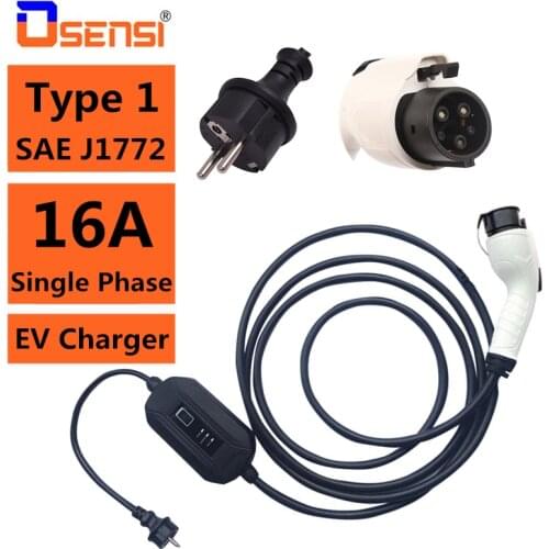 16A Type 1 Portable EV Charger Box Cable EU/Schuko Plug SAE J1772 Convertor Electric Vehicle Car Charging Station EVSE 220V-250V