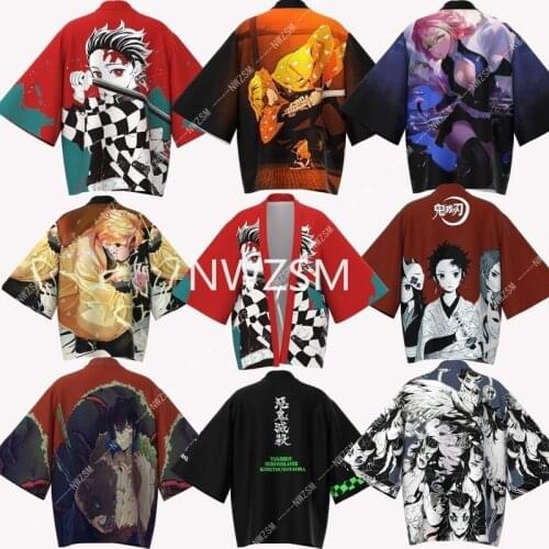 Demon Slayer anime surrounding feather weave kimono coat zhaomen charcoal jilang suit Bathrobe two dimensional Cape pajamas