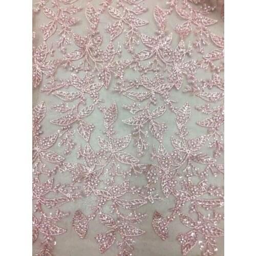 Latest SYJ-81034 African French lace fabric with full beads High quality Mesh tulle lace fabric