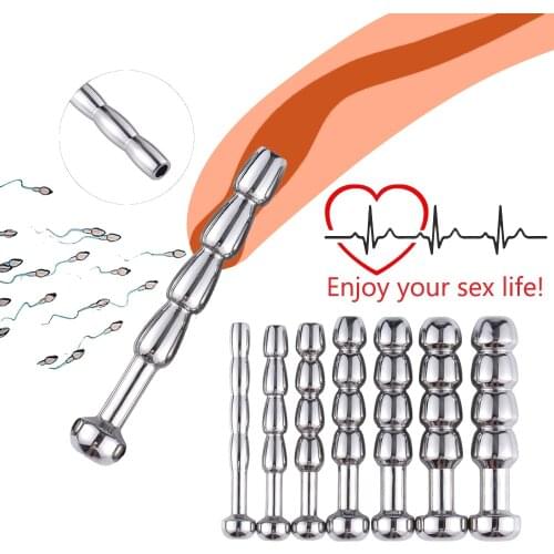 Men Adult Sex Shop SM Male Penis Plug Urethra Catheter Metal Urethral Stretcher Urethral Sound Dilator Penis Plug Erotic Toy