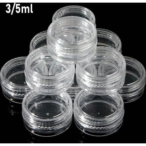 12Pcs 3ml/5ml Clear Cosmetic Sample Mini Pot/Jar Box Jewelry Bead Storage Box Small Round Container Jars Make Up Organizer Boxes