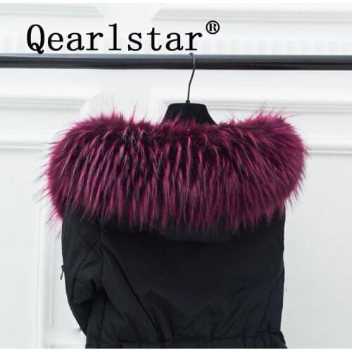 Qearlsart Faux Raccoon fur collar Winter scarves For Women jacket hood Luxury fur decor shawl men coat fur scarf accesories FY18
