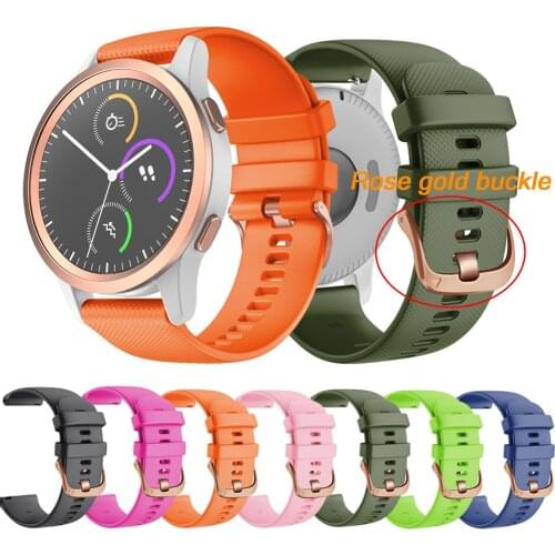 18 20 22mm Silicone Wrist Band Straps For Garmin venu sq Vivoactive 3S-4S 4 Rose Gold Version Watchbands for Huawei B5 Bracelet