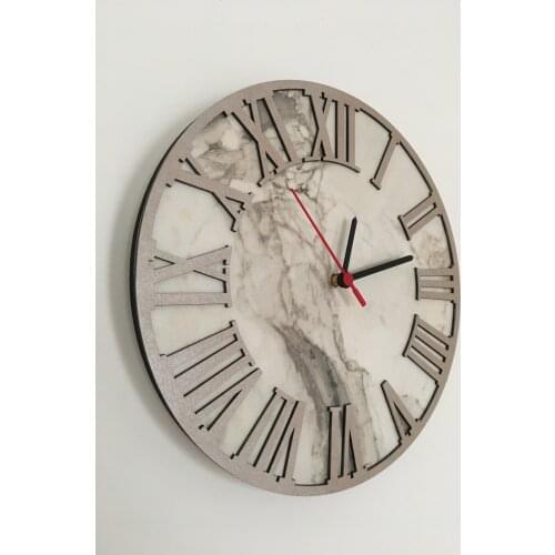North Designed Ephesus Silver Roman Decorative Wall Clock 30 Cm