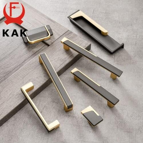 KAK Modern Gold Gray Kitchen Handle Cabinet Knobs and Handles Fashion Drawer Knobs Pulls Hidden Furniture Handle Door Hardware
