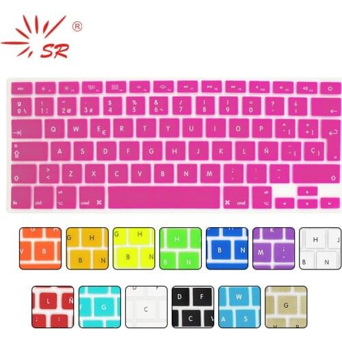 SR 14 Color Spanish EU Language Letter Silicone Keyboard Cover Skin for Laptop Accessories Macbook Air 13 Pro 15 17" Retina Film