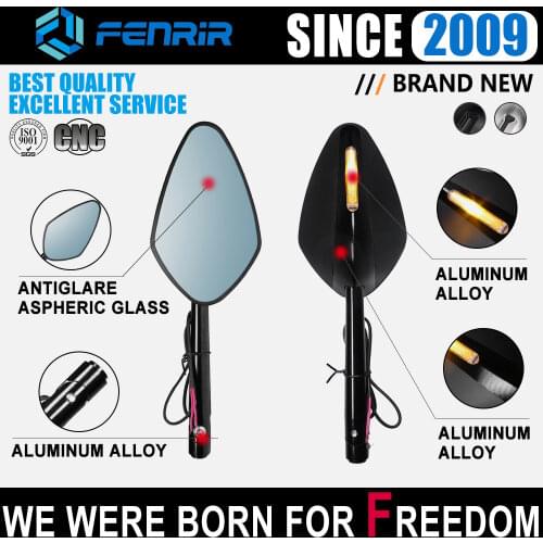 Motorcycle Side Mirror CNC Rearview Turn Signal LED Light For KAWASAKI Benelli TNT Honda KTM DUKE SUZUKI GSXS1000 GSXS750 GSR750