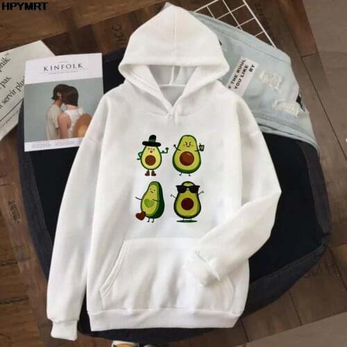 Oversized Funny avocado Printed Hoodies Women Clothing Long Sleeve Kawaii Graphics Tops Loose Pocket Sweatshirt Casual Pullover