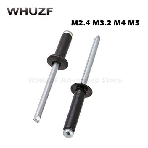 Rivet 100PCS M2.4/3.2*6/8/10--25mm black Aluminium Blind Round Head Rivets Nail Decoration Pop Rivets