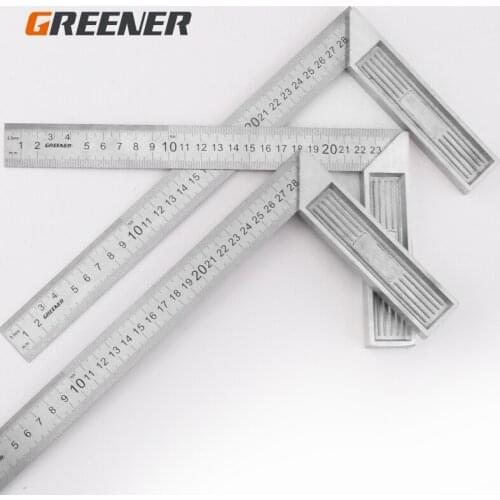 GREENER 90 Degree Angle Ruler Stainless Steel L Shape Ruler Double Sided Ruler Measuring Tool Metal Straight Woodworking Tools