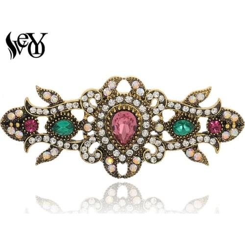 VEYO Vintage Brooches for Women Geometry Colorfull Corsage Crystal brooch Fashion Jewelry Gift