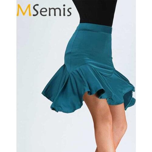 Lotus Design Women Latin Dance Skirt Adult 3 color High Waist Falbala Latin Dance Samba Tango Chacha Dancing Performance Costume