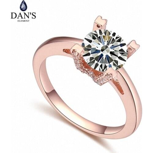 DANS Real Austrian Crystals Brand AAA Zirconia Micro Inlays Fashion Ring for women New Geometric 121147rose