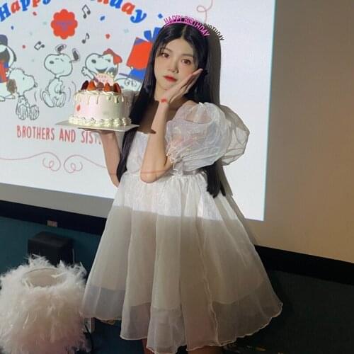 Woman Dress French Gentle Wind White Puff Sleeve Dress Female Summer New Design Sense Niche Temperament Dress