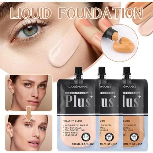 100 Ml Liquid Foundation Poreless Face Primer Non-greasy Full Coverage Oil Control Conceal Foundation Even Tone Brighten Skin