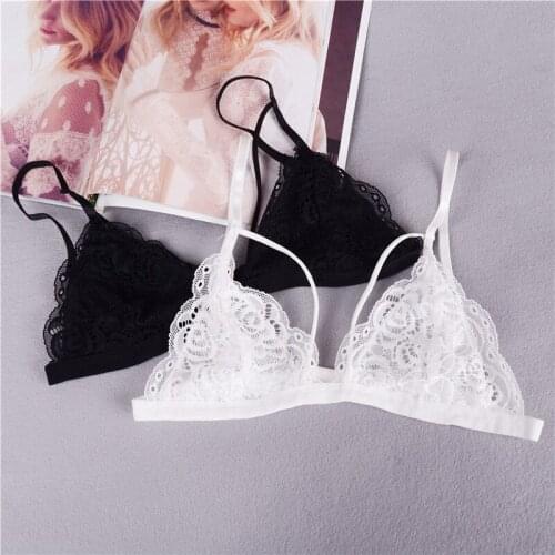 1PcsFloral Sheer Lace Triangle Bralette Bra Crop Top Bustier Unpadded Mesh Lined