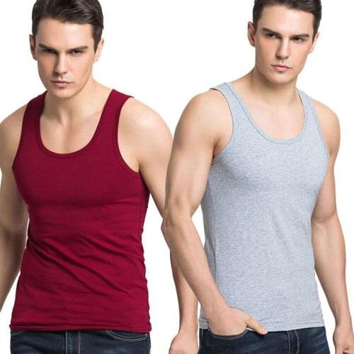 2pcs/set 2019 New Casual Gilet Men O-Neck Tank Tops Summer Male Bodybuilding Sleeveless Vest Gymclothing Fitness Men Underwear