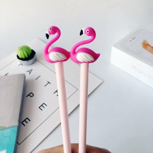48 Pcs/lot 0.5 Mm Red Swan Flamingo Gel Pen Signature Pen Escolar Papelaria School Office Supply Promotional Gift