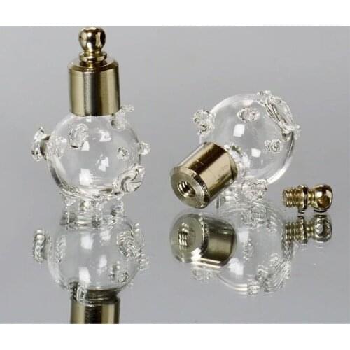 5pcs/lot SCREW CAP cute pig glass vial pendant Miniature Wishing Bottle clear oil charm name or rice art mini glass bottle craft