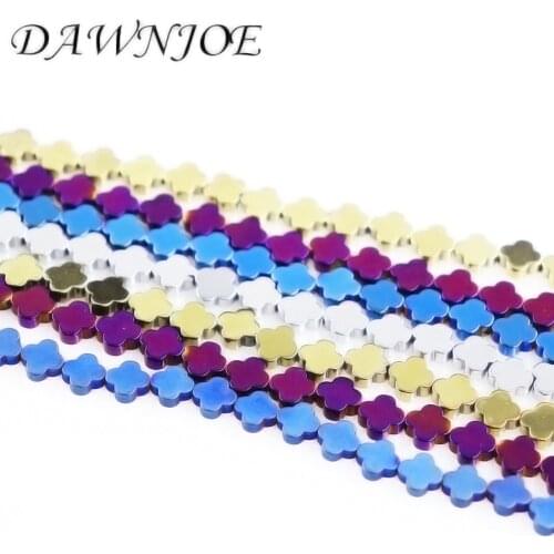 68pcs /lot Fashion Natural Stone Hematite No Magnetic Clover Spacer Beads DIY Making bracelets necklace jewelry Finding
