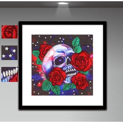 Diamond Painting Kits Gifts 5D DIY Special Shaped Diamond Painting Flower Skull Cross Stitch Mosaic Kit Home Decoration Flower