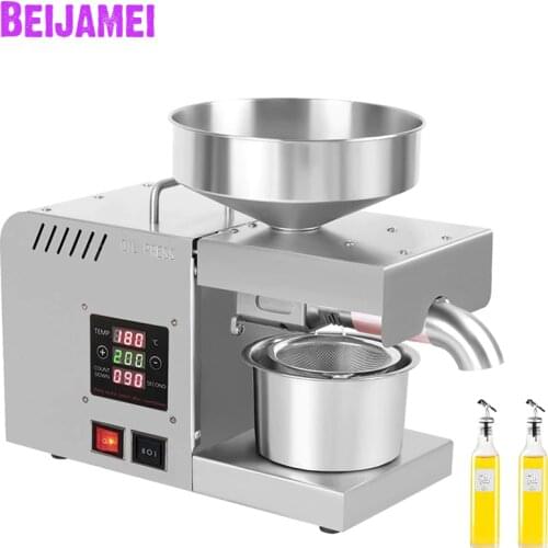 BEIJAMEI Automatic Oil Press Machine Household Commercial FLaxseed Peanut Oil Extractor Cold Press Oil Machine 1500W