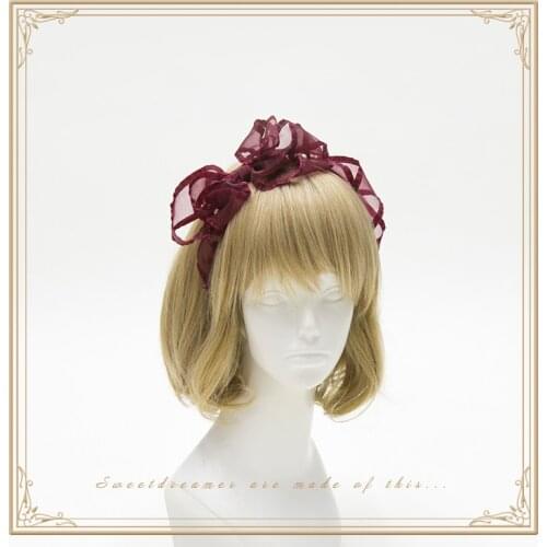 Posy Lina Handmade Vintage Snow Yarn Bows Hairband KC Pearls Trim Lolita Sweet Daily Headband Headwear 8 Colors