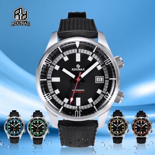 RETANGULA Watch Automatic 200m Waterproof Mechanical Dive Watches NH35 Sapphire Crystal 43MM Black Dial Luxury Business Watch