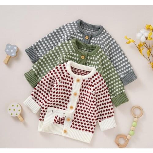 Winter Kids Baby Girls Boys Autumn Winter Long Sleeve Print Knitted Button Outwear Coats Toddler Newborn Infant Girls Cardigan