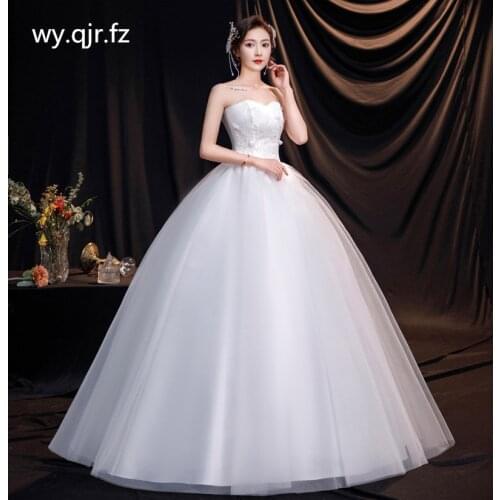 DM-2105#Brides Wedding Dress Resin Drill White Ball Gown Strapless Cheap Wholesale Organza Lace up Size Pluse Photo studio